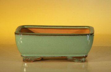 Green Ceramic Bonsai Pot - Rectangle 6.125" x 5.0" x 2.125"