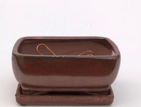 Aztec Orange Ceramic Bonsai Pot