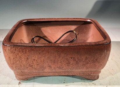 Aztec Orange Ceramic Bonsai Pot - Rectangle Professional Series 6" x 4" x 2"