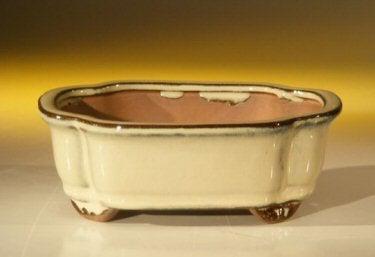 Beige Ceramic Bonsai Pot - Rectangle 6.125" x 5.0" x 2.125"