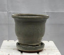 Beige Ceramic Bonsai Pot - Round With Humidity Drip Tray 5.75" x 5.75" x 5.5"