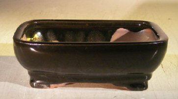 Black Ceramic Bonsai Pot - Rectangle 6.0" x 5.0" x 2.0"