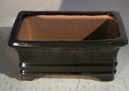 Black Ceramic Bonsai Pot - Rectangle 6.125" x 5.0" x 2.125"