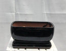 Black Ceramic Bonsai Pot- Rectangle Professional Series With Attached Humidity/Drip Tray 8.25" x 6.0" x 4.0"