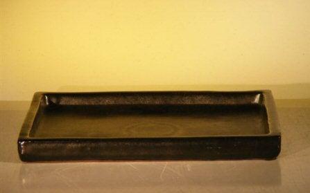 Black Ceramic Humidity/Drip Bonsai Tray (Rectangle) 10.75" x 7.25" x 1" OD 9.5" x 6.75" x .5" ID