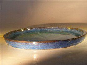 Blue Ceramic Humidity/Drip Bonsai Tray - Round 8.0" x 1.0" OD / 7.5" X .25" ID