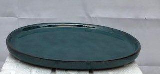 Blue / Green Ceramic Humidity / Drip Tray - Oval 10" x 8" x 1"OD 9.5" x 7.25" x .5"ID
