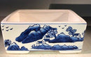 Blue on White Porcelain Bonsai Pot - Rectangle 10.5" x 7.5" x 4"