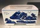 Blue on White Porcelain Bonsai Pot - Rectangle 8.5" x 6.5" x 4"