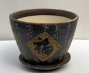 Ceramic Unglazed Round Bonsai Pot Japanese Sketching 6.5" x 6.5" x 4.5"