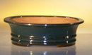 Dark Moss Green Ceramic Bonsai Pot - Oval 9.75" x 7" x 2.75" OD 8.5" x 5.5" x 2.25" ID