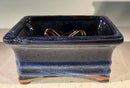 Marble Blue Ceramic Bonsai Pot - Rectangle Professional Series 6" x 4" x 2"