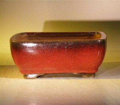 Parisian Red Ceramic Bonsai Pot - Rectangle 8.5" x 6.5" x 2.75"