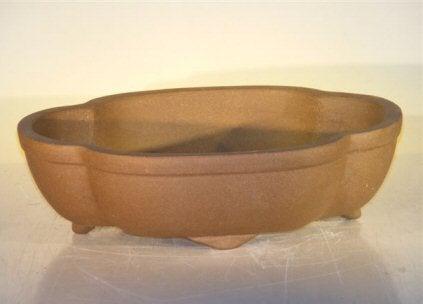 Tan Unglazed Ceramic Bonsai Pot - Oval 12" x 9.625" x 3.5"