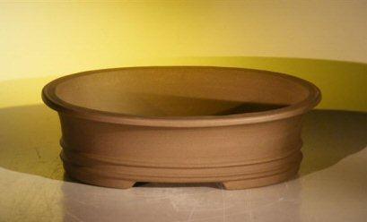 Tan Unglazed Ceramic Bonsai Pot - Oval 14.0" x 11.0" x 4.0"