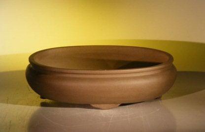 Tan Unglazed Ceramic Bonsai Pot - Oval 14.125" x 11.0" x 4.0"