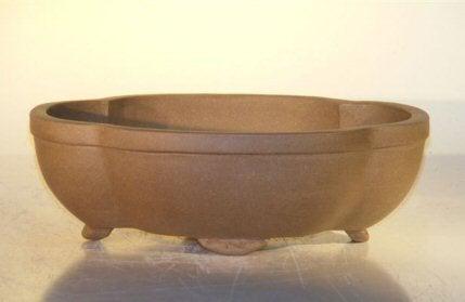 Tan Unglazed Ceramic Bonsai Pot - Oval 6.5" x 4.5" x 2.125"
