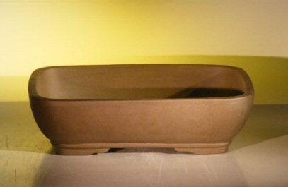 Tan Unglazed Ceramic Bonsai Pot - Rectangle 14.125" x 11.0" x 4.0"