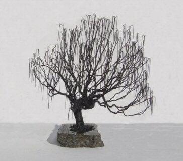 Wire Bonsai Tree Sculpture - Weeping Willow Style